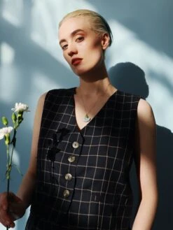 Wolf & Moon Carnation Necklace In Blue/White -Wolf & Moon carnation necklace blue model 2