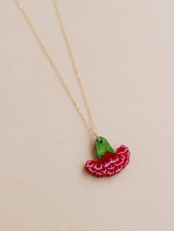 Wolf & Moon Carnation Necklace In Red/Pink