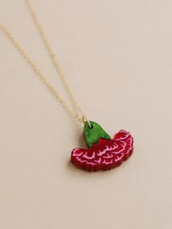 Wolf & Moon Carnation Necklace In Red/Pink -Wolf & Moon carnation necklace red lifestyle 2