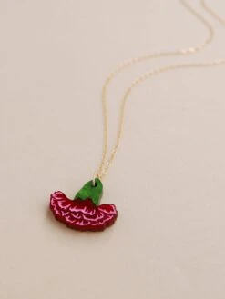Wolf & Moon Carnation Necklace In Red/Pink -Wolf & Moon carnation necklace red lifestyle 4