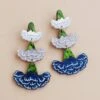Wolf & Moon Carnation Statement Earrings In Blue/White -Wolf & Moon carnation statement earrings blue lifestyle 1