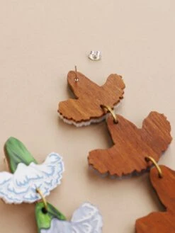 Wolf & Moon Carnation Statement Earrings In Blue/White -Wolf & Moon carnation statement earrings blue lifestyle 3