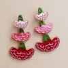 Wolf & Moon Carnation Statement Earrings In Pink/Red -Wolf & Moon carnation statement earrings redpink lifestyle 1