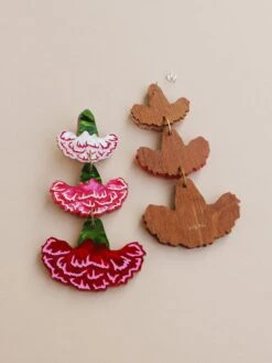 Wolf & Moon Carnation Statement Earrings In Pink/Red -Wolf & Moon carnation statement earrings redpink lifestyle 3