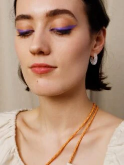 Wolf & Moon Cassia Hoops In Off-White -Wolf & Moon cassia hoops off white model 4