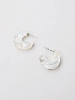 Wolf & Moon Cassia Hoops In Off-White -Wolf & Moon cassia hoops off white side