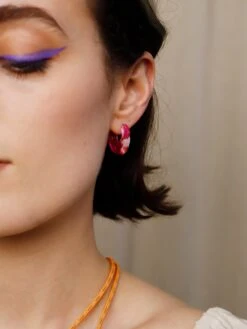 Wolf & Moon Cassia Hoops In Raspberry Crush 20 Wolf & Moon Cassia Hoops In Raspberry Crush -Wolf & Moon cassia hoops raspberry crush model 4