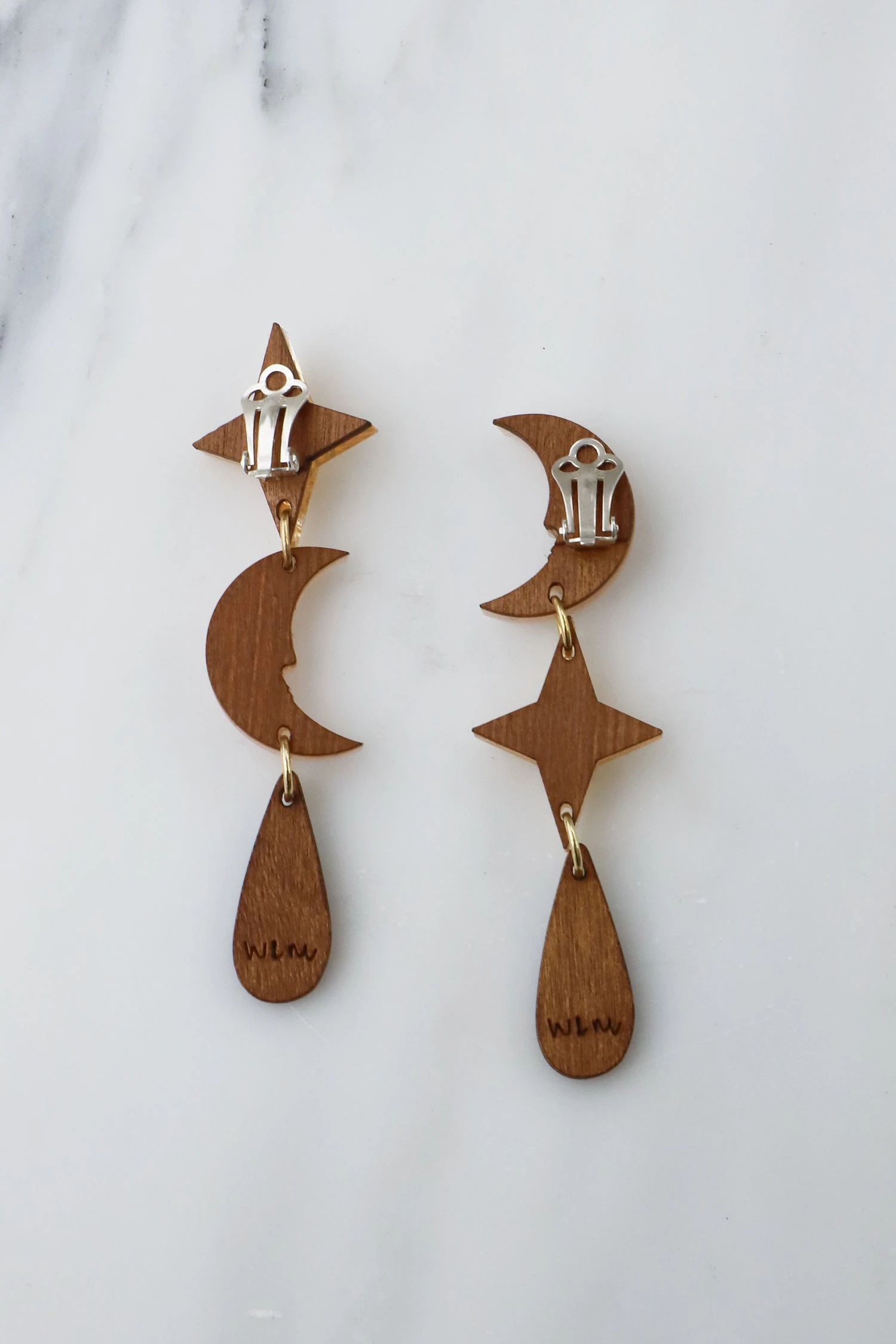 Wolf & Moon Celestial Earrings - Clip-On 10 Wolf & Moon Celestial Earrings - Clip-On - Image 8