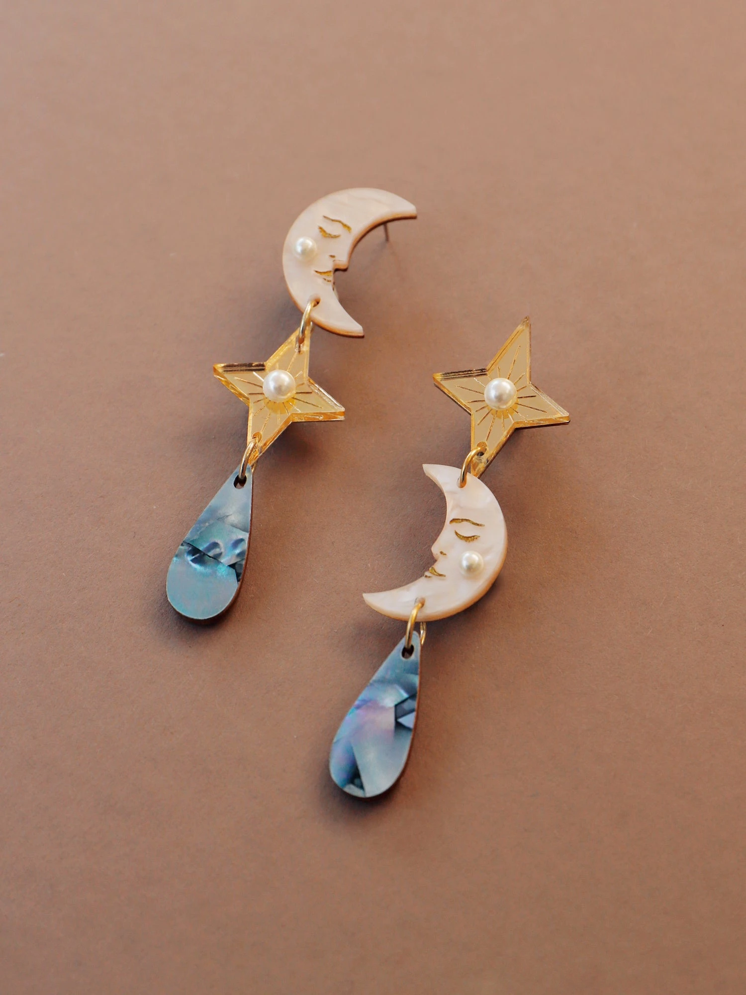 Wolf & Moon Celestial Earrings - Clip-On 3 Wolf & Moon Celestial Earrings - Clip-On