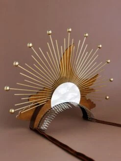 Wolf & Moon Celestial Headpiece In Dusk -Wolf & Moon celestial headpiece dusk lifestyle 3