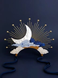 Wolf & Moon Celestial Headpiece In Mist