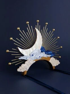 Wolf & Moon Celestial Headpiece In Mist 16 Wolf & Moon Celestial Headpiece In Mist -Wolf & Moon celestial headpiece mist lifestyle 2