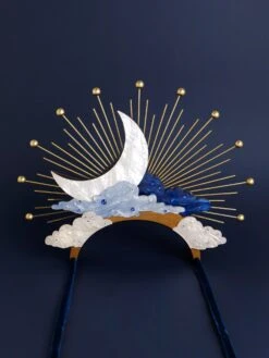 Wolf & Moon Celestial Headpiece In Mist 18 Wolf & Moon Celestial Headpiece In Mist -Wolf & Moon celestial headpiece mist lifestyle navy