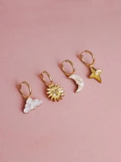 Wolf & Moon Celestial Hoops Set