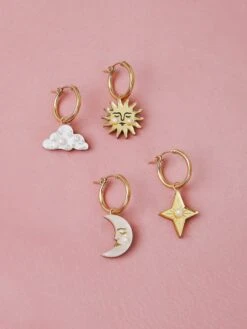 Wolf & Moon Celestial Hoops Set -Wolf & Moon celestial hoop set lifestyle 5 hannah