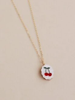 Wolf & Moon Cherry Charm Necklace