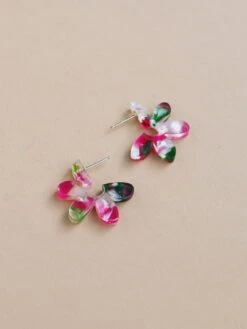 Wolf & Moon Connie Hoops In Water Lily -Wolf & Moon connie hoops greenpink lifestyle 2