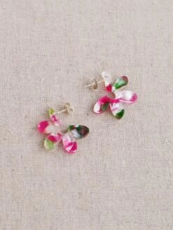 Wolf & Moon Connie Hoops In Water Lily -Wolf & Moon connie hoops greenpink lifestyle 3