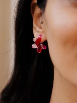 Wolf & Moon Connie Hoops In Raspberry Crush -Wolf & Moon connie hoops raspberry model 2