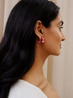 Wolf & Moon Connie Hoops In Raspberry Crush -Wolf & Moon connie hoops raspberry model 4