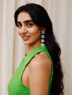 Wolf & Moon Connie Statement Earrings In Water Lily -Wolf & Moon connie statement earrings offwhite model 1