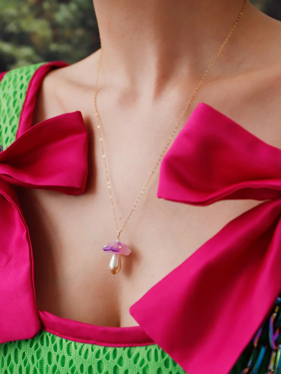 Shroom Necklace In Lavender Speckle 6 Shroom Necklace In Lavender Speckle - Image 4