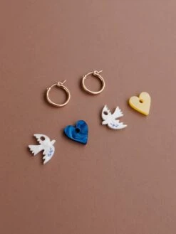 Wolf & Moon Dove Charm Hoops - Ukraine Red Cross Fundraiser