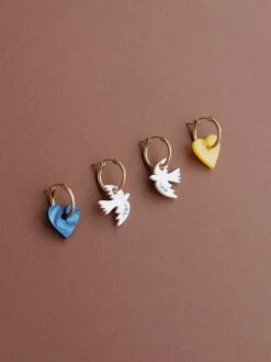 Wolf & Moon Dove Charm Hoops - Ukraine Red Cross Fundraiser -Wolf & Moon dove charm hoops lifestyle 4