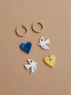 Wolf & Moon Dove Charm Hoops - Ukraine Red Cross Fundraiser -Wolf & Moon dove charm hoops lifestyle 5