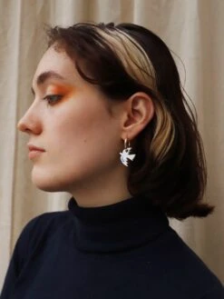 Wolf & Moon Dove Charm Hoops - Ukraine Red Cross Fundraiser -Wolf & Moon dove hoops 2