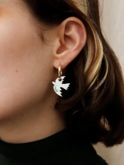 Wolf & Moon Dove Hoops - Medical Aid For Palestinians Fundraiser -Wolf & Moon dove hoops greenengrave 1