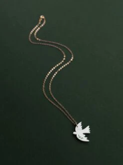 Wolf & Moon Dove Necklace - Medical Aid For Palestinians Fundraiser -Wolf & Moon dove necklace greenengrave lifestyle 2