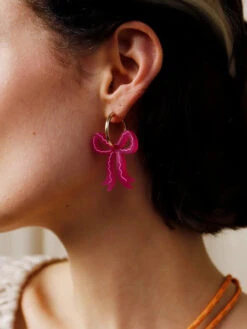 Mini Bow Hoops Magenta