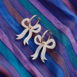 Cream Mini Bow Hoops Gold Hoops -Wolf & Moon ed7c4bbf e901 4027 b8f0 ea66df023668