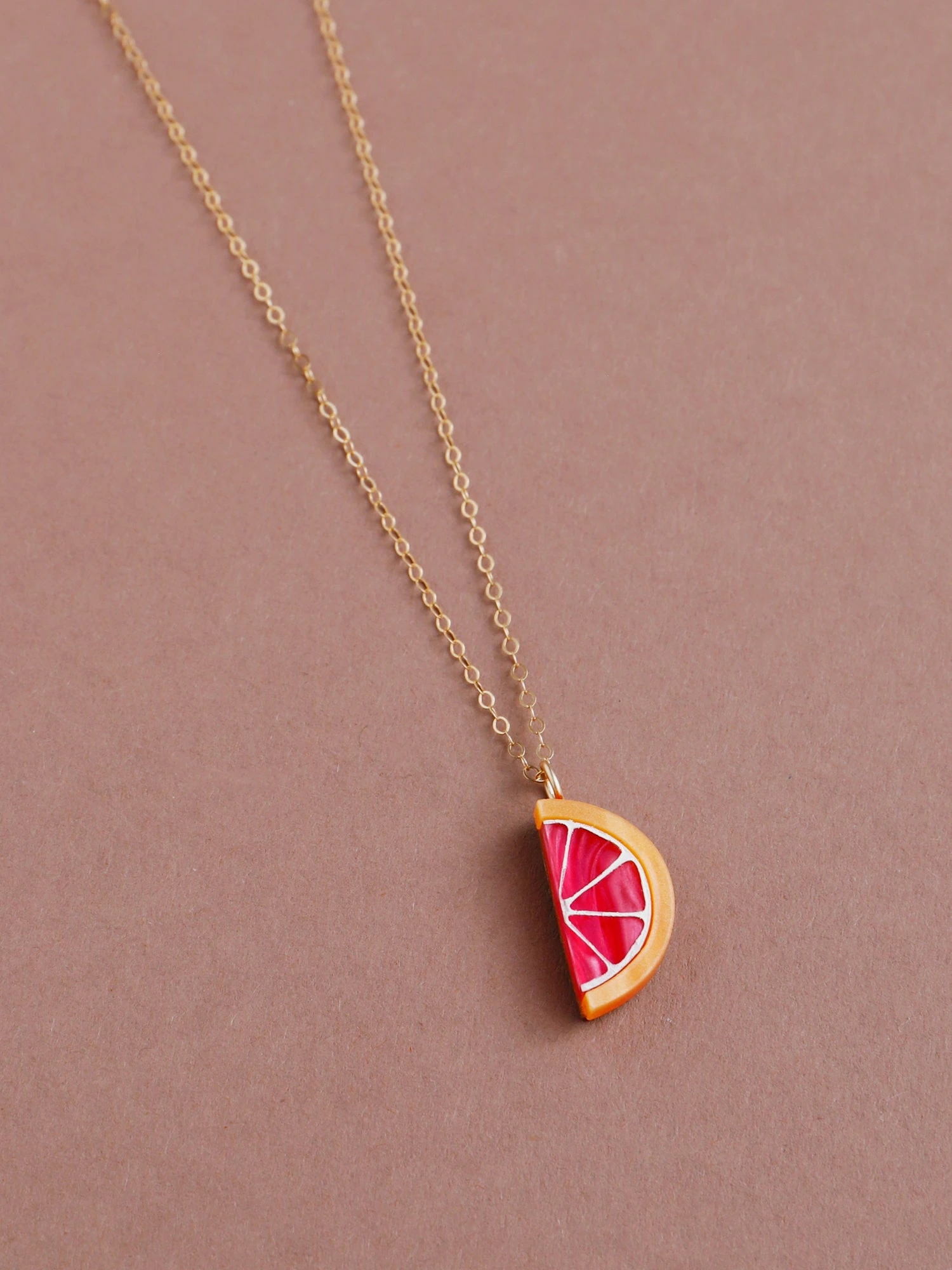 Wolf & Moon Grapefruit Slice Necklace
