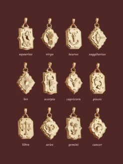 Wolf & Moon Zodiac Necklace - Gold 17 Wolf & Moon Zodiac Necklace - Gold -Wolf & Moon graphic zodiac pendant gold 1