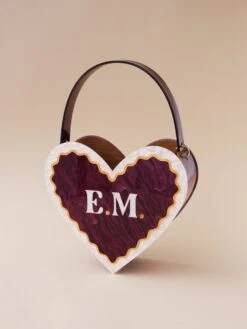 Wolf & Moon Heart Bag In Cherry/Cream -Wolf & Moon heart bag cherrycream letters lifestyle 1