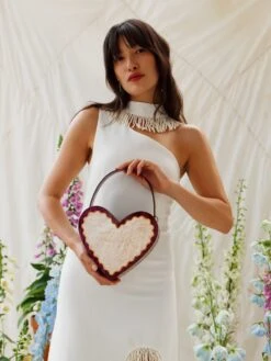 Wolf & Moon Heart Bag In Cherry/Cream -Wolf & Moon heart bag cherrycream model 1