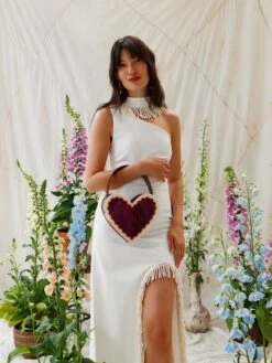 Wolf & Moon Heart Bag In Cherry/Cream -Wolf & Moon heart bag cherrycream model 4