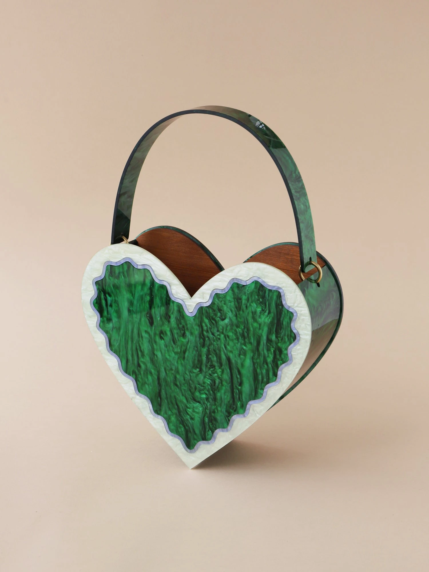 Wolf & Moon Heart Bag In Emerald/Mint 3 Wolf & Moon Heart Bag In Emerald/Mint