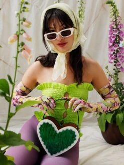 Wolf & Moon Heart Bag In Emerald/Mint 20 Wolf & Moon Heart Bag In Emerald/Mint -Wolf & Moon heart bag emeraldmint model 1