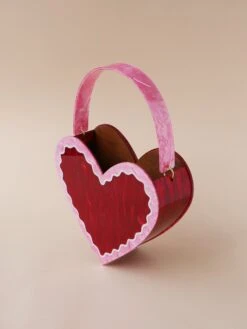 Wolf & Moon Heart Bag In Pink/Red -Wolf & Moon heart bag pinkred lifestyle 2