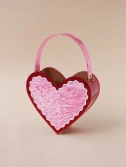 Wolf & Moon Heart Bag In Pink/Red -Wolf & Moon heart bag pinkred lifestyle 3