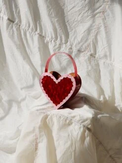 Wolf & Moon Heart Bag In Pink/Red -Wolf & Moon heart bag redpink 1