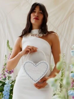 Wolf & Moon Heart Bag In White 16 Wolf & Moon Heart Bag In White -Wolf & Moon heart bag white model 5