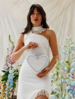 Wolf & Moon Heart Bag In White 17 Wolf & Moon Heart Bag In White -Wolf & Moon heart bag white model 6