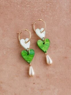 Wolf & Moon Jessie Drop Hoops In Moss