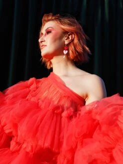 Wolf & Moon -Wolf & Moon jessie drop hoops redpink model 3