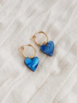 Wolf & Moon Jessie Hoops In Dark Blue