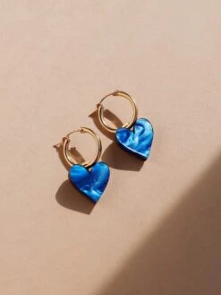 Wolf & Moon Jessie Hoops In Dark Blue -Wolf & Moon jessie hoops blue lifestyle 3